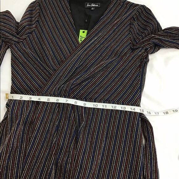 Sam Edelman Pinstripe Metallic Faux Wrap Midi Dress New Size 10 - Picture 8 of 13